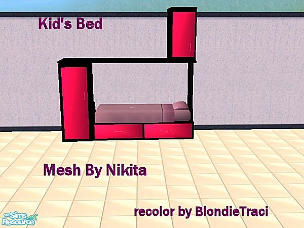 Sims 2 — Kid's Bed-pink-Bed Frame Only by blondietraci069 — This is one of my favorite beds to use for children. The mesh