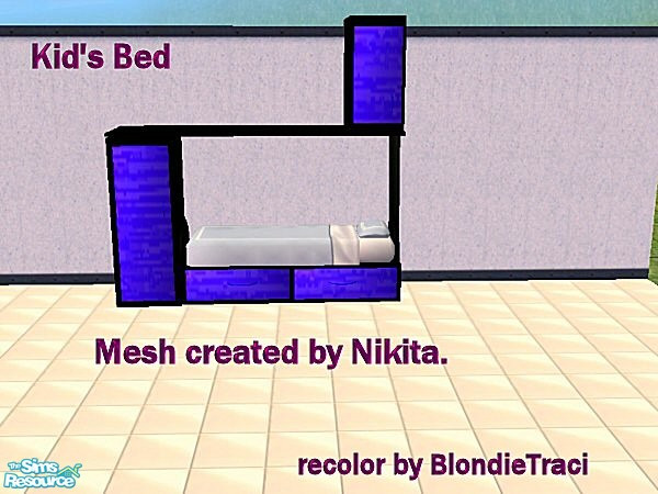 Sims 2 — Kid's Bed blue Bed Frame Only by blondietraci069 — This is one of my favorite beds to use for children. The mesh