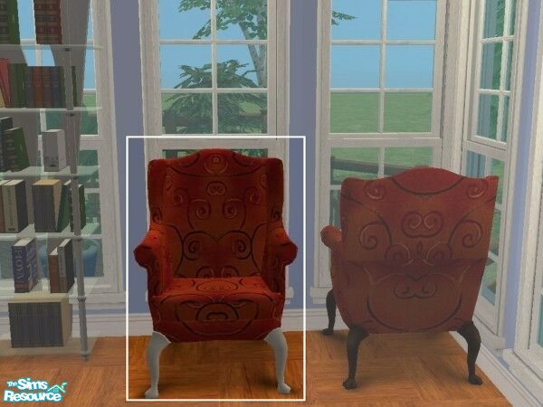 Sims 2 — LuxKingArm Chair #S009-052 white by modfan — Reprint of the Luxiary KingArm Chair w/white legs. Please do not