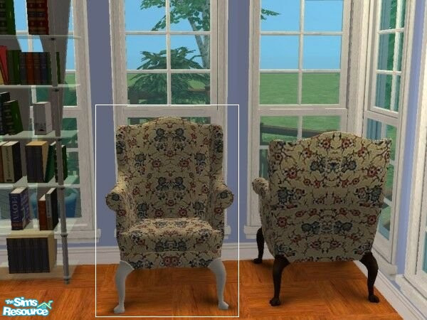 Sims 2 — LuxKingArm Chair #S008-042 white by modfan — Reprint of the Luxiary KingArm Chair w/white legs. Please do not