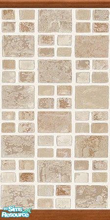 Sims 2 — Brown Pastel Tiles 2 by TSR Archive — Part of a set of 4 Pastel Tiled walls with Medium Wood Moulding. ** TSRAA
