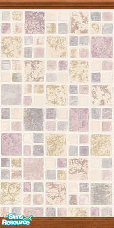 Sims 2 — Pink Pastel Tiles  2 by TSR Archive — Part of a set of 4 Pastel Tiled walls with Medium Wood Moulding. ** TSRAA