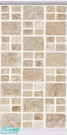 Sims 2 — Brown Pastel Tiles 1 by TSR Archive — Part of a set of four Pastel Tiled walls with White Wood Moulding. **