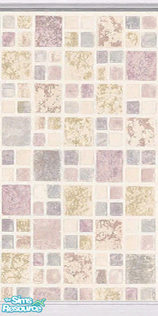 Sims 2 — Pink Pastel Tiles 1 by TSR Archive — Part of a set of four Pastel Tiled walls with White Wood Moulding. ** TSRAA