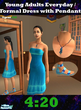 Sims 2 — Dark Aqua Dress for College Girls by Agent420 — This is a Dark Aqua Dress. It is for Girls that are going to