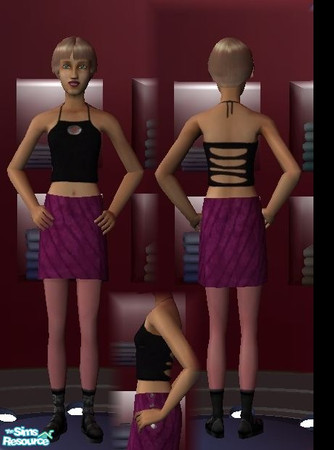 Sims 2 — Pink Nomads skirt (teen) by law3 — A stunning deep purpley-pink skirt by Nomads. Made from frayed cotton, with
