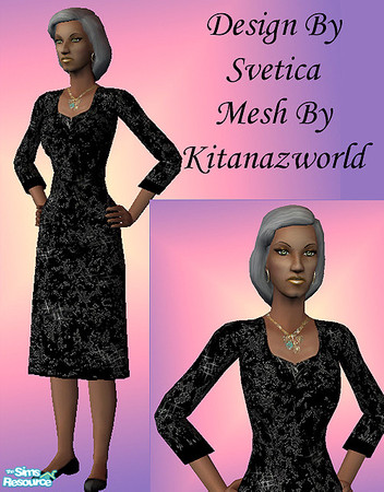 Sims 2 — Classy Elders - Black glitter dress by svetica7 — Simple black glitter dress with jewelry. If you are tired of