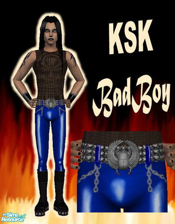 Sims 2 — KSK BadBoy "Wicked Blue" by Knightskykyte — Hot, sexy vinyl outfit for your male sims to go out