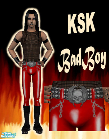 Sims 2 — KSK BadBoy "Wicked Red" by Knightskykyte — Hot, sexy vinyl outfit for your male sims to go out
