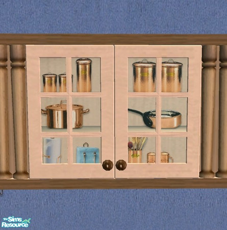 Sims 2 — Kitchen Copper Decor - Cabinet decor 1 by Bitzybus — Copper decor for kitchen walls and cabinets. Requires