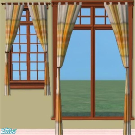 Sims 2 — Rags to Riches - "Mad About Plaid Orange by Crissie0721 — Set of 10 curtains to add personality and charm
