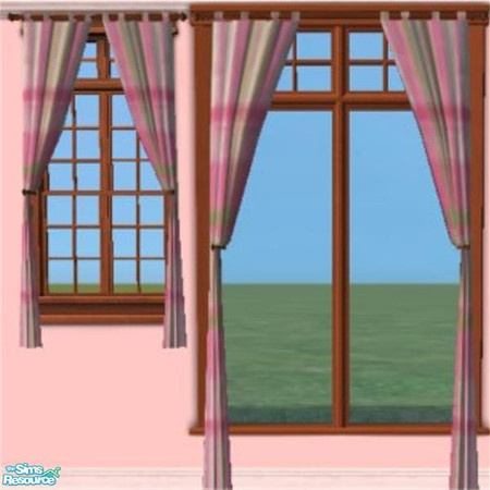 Sims 2 — Rags to Riches - "Mad About Plaid Pink" by Crissie0721 — Set of 10 curtains to add personality and