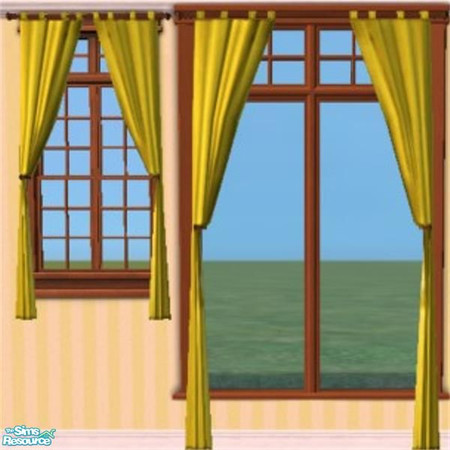 Sims 2 — Rags to Riches - "Canary Yellow" by Crissie0721 — Set of 10 curtains to add personality and charm to