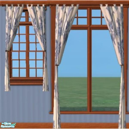 Sims 2 — Rags to Riches - "Blue Floral" by Crissie0721 — Set of 10 curtains to add personality and charm to any