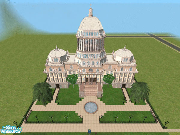 Sims 2 — SimCity Hall by Kylejh15 — My latest and greatest domed lot! It is however, completely unfurnished, with only a
