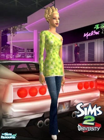 Sims 2 — YA Green Swirls & Denim by sgoobysnacks — YA Green Swirls & Denim Outfit is based on a mesh i found at