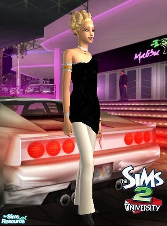 Sims 2 — YA Black & White Glam by sgoobysnacks — YA Black & White Glam outfit based on a mesh by the wonderfull