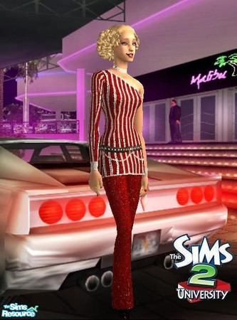 Sims 2 — YA Red Shimmer Stripe by sgoobysnacks — YA Red Shimmer Stripe Outfit is based on a mesh i found at Simplystyling
