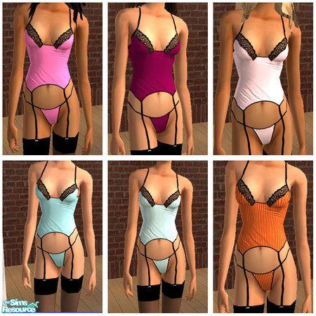 Sims 2 — Lace trim bustier by joopplatina — Set of 6 sexy lace trimmed bustiers with adjustable attached garter and