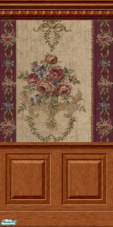 Sims 2 — Victorian Floral Walls II -Victorian Burgundy Floral Wall by drewsoltesz — A set of three Victorian era floral