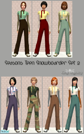 Sims 2 — Seasons Teen Snowboarder - Set 2 by GrayDragonfly — Second part of a two part set. This set includes 7 recolors