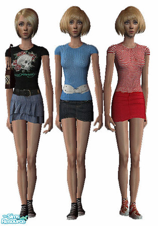 Sims 2 — Teen spring set by annefranzen — Three different outfits for teen girls.