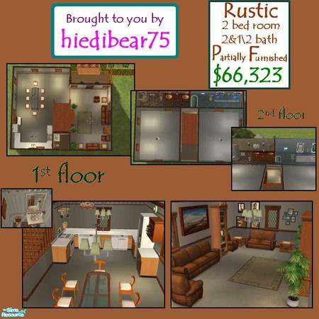 Sims 2 — Rustic 2bed 2&1\\2bath beige interior PF $66,323 by hiedibear75 — Downstairs is furnished for optimum