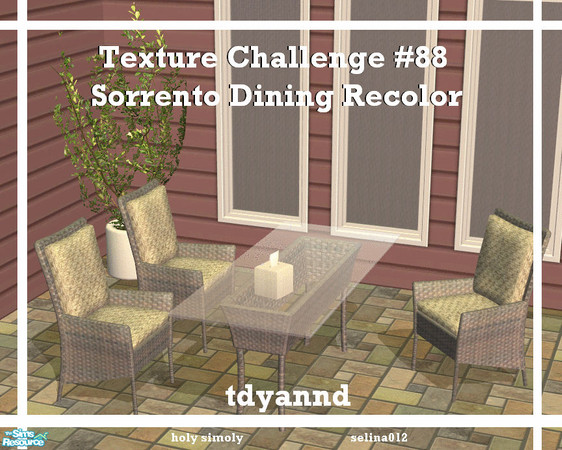 Sims 2 — TC 88 Sorrento Dining Recolor Set 1 by tdyannd — One in a set of three dining room sets using the TC 88 textures