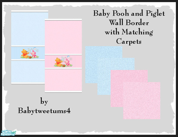 Sims 2 — Baby Pooh and Piglet Wallpaper and Carpet by babytweetums4 — These walls have a border with Baby Pooh and