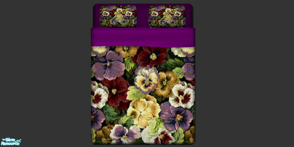 Sims 2 — Pansy Bedding by Eboluh — Gorgeous pansy bedding recolour, fits both single and double beds. Hope you enjoy!