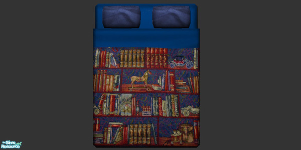 Sims 2 — Scholar Bedding by Eboluh — Gorgeous bookshelf bedding recolour, fits both single and double beds. Great in any