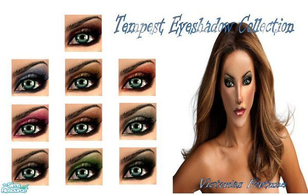 Sims 2 — VF Tempest Eyeshadow Collection by fortunecookie1 — Just like the weather, these eyeshadows are wild and fierce.