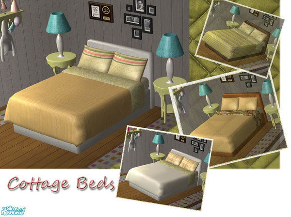 Sims 2 — Cottage beds by Sophel21 — recolors of nikisatez05 noosa bed mesh.