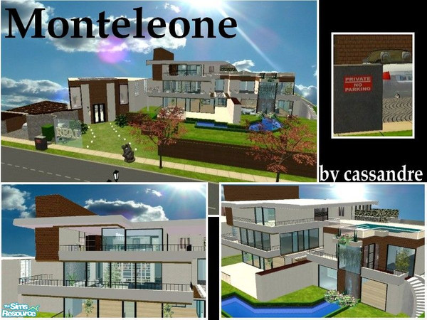 Sims 2 — Monteleone: by kibanahnah — first floor;garage,big living,tv area,kitchen,bath,dining,patio 2nd floor: