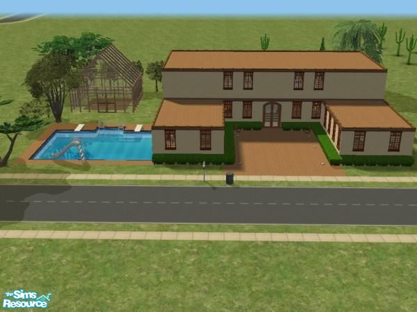 Sims 2 — Homely Hacienda by portiapudding — The space to the side of the main house can be kept as is, or changed to add