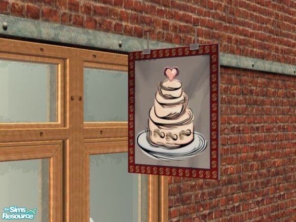 Sims 2 — Hanging Sign Set 3 - Wedding Cake by schweighsr — Tired of the same old shop signs? Well, there are plenty of