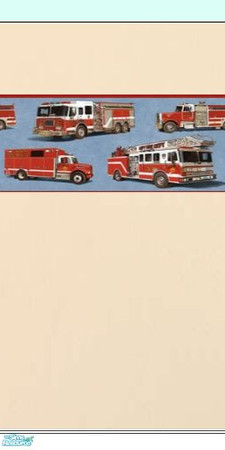 Sims 2 — Boys Bedroom - Firetruck - Wall 76067ce9 Firetruck by clairkp — Ivory walls with Firetruck border slightly