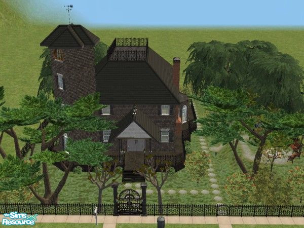 Sims 2 — Spooky Manor by c_literati — I based this one on an image of a toy Addams family house I found while surfing.