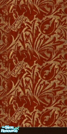 Sims 2 — Red oriental wallpaper by yllota — Red/orange wallpaper with golden drawings. Part of the oriental wall set. 