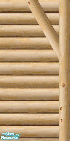 Sims 2 — Log Cabin Walls & Floors  - log wall 4 by Bitzybus — Some light pine log walls and matching stone wall &