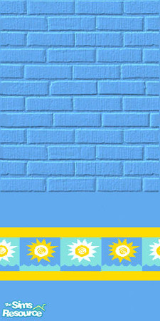 Sims 2 — Summer Fun Blue Border on Brick by singingwaters — by Singingwaters