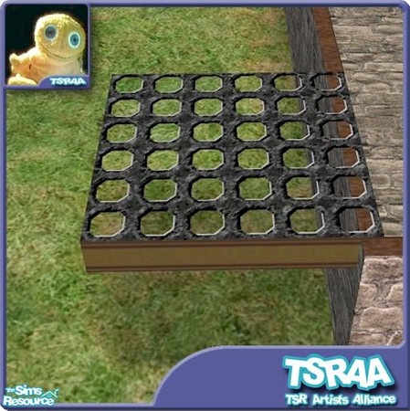 Sims 2 — Metal Grid - Corroded Panel Weld by Cyclonesue — A transparent, metal grid floor tile for your lots. Homecrafter