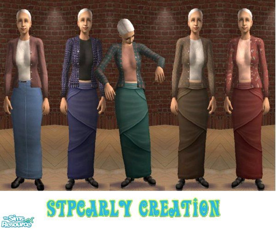 Sims 2 — Granny Time by STP Carly — Granny time matching skirts and sweater set!