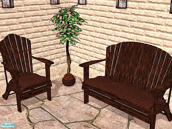 Sims 2 — Dark wood patio set (wood) by Cori27 — Please enjoy! (wood is for both loveseat and chair)