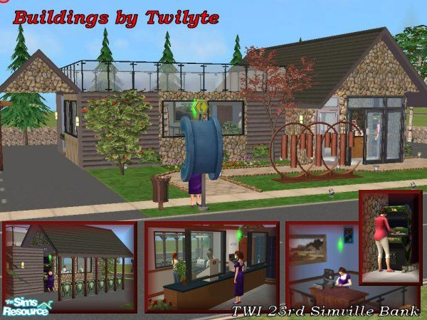 Sims 2 — TWI 23rd Simville Bank by Twilyte — Are your Sims looking for cash? Take them to 23rd Simville Bank and they can