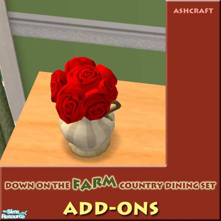 Sims 2 — Country Dining--Decorative Red Roses by Cashcraft — A few simple decorative items to add a homey touch to the