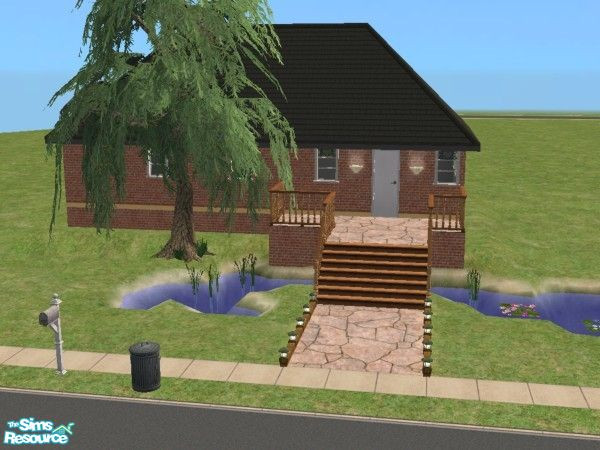 Sims 2 — Starter Home with Pond by wytetygryss — A small house, possibly for a young family just starting out.