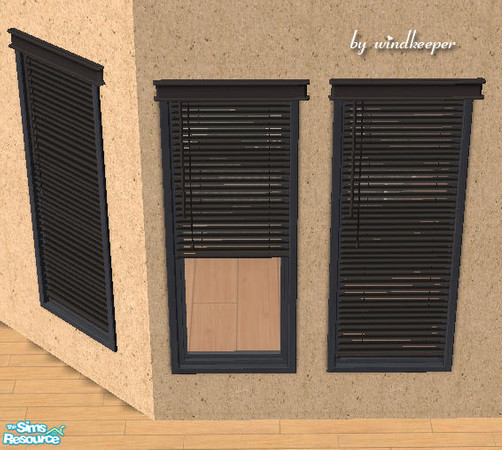 Sims 2 — Black blinds by Windkeeper — Maxis blinds recolor. Will also work with long blinds from this set.