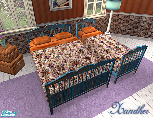 Sims 2 — Floral Charm Bedding - Pumpkin Bouquet by Xandher — A pretty, floral bedding for your romantic sims. Textures