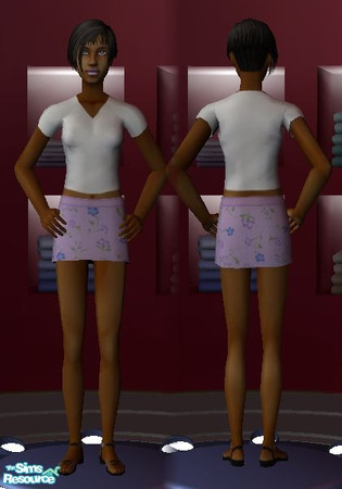 Sims 2 — Lilac flowered skirt (teen) by law3 — A pretty lilac mini-skirt for teens, with a pattern of purple and blue